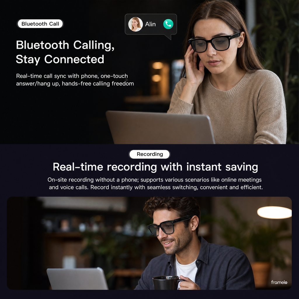 Framelo Black Square Bluetooth and recording callout
