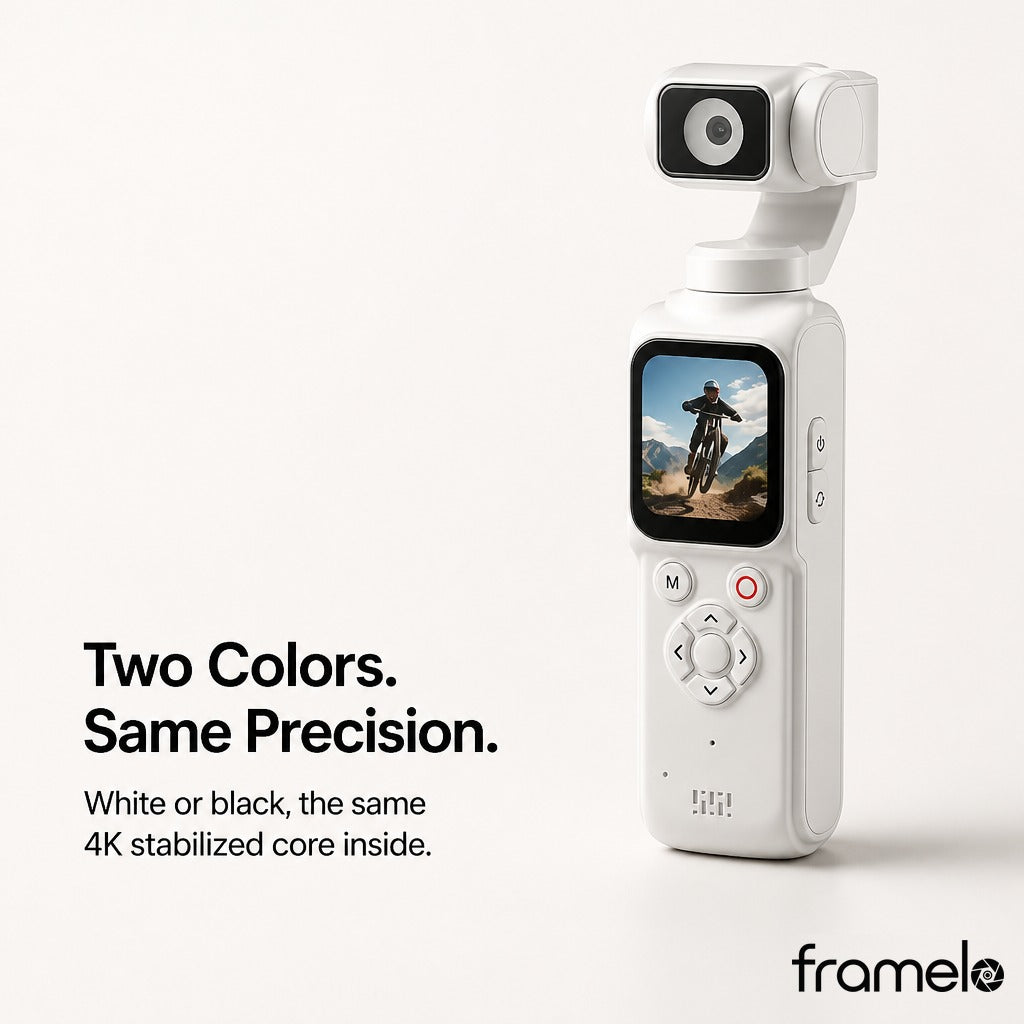 Framelo pocket gimbal camera on a white background