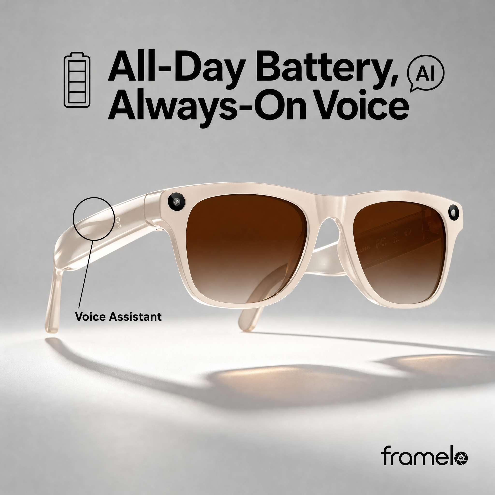 Framelo Classic battery and voice assistant callout
