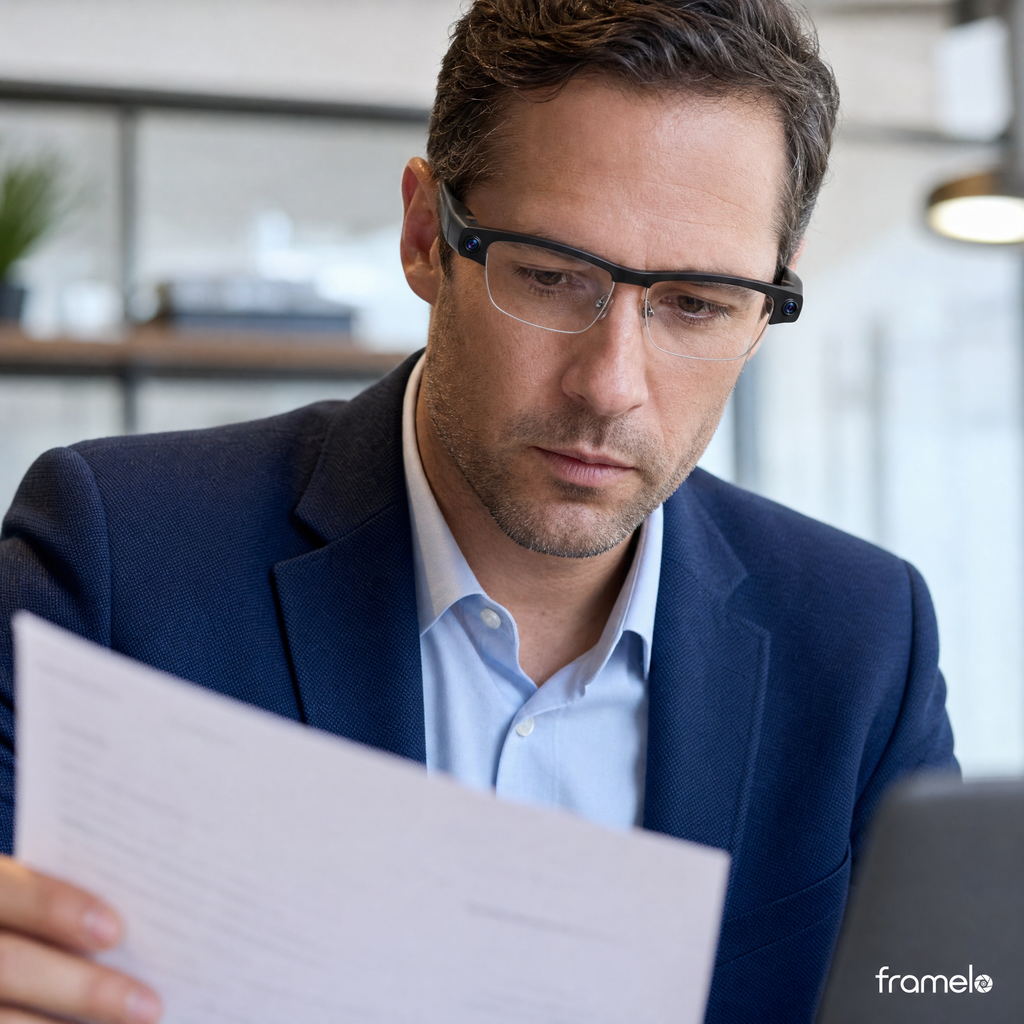 Framelo Half-Rim worn in an office setting