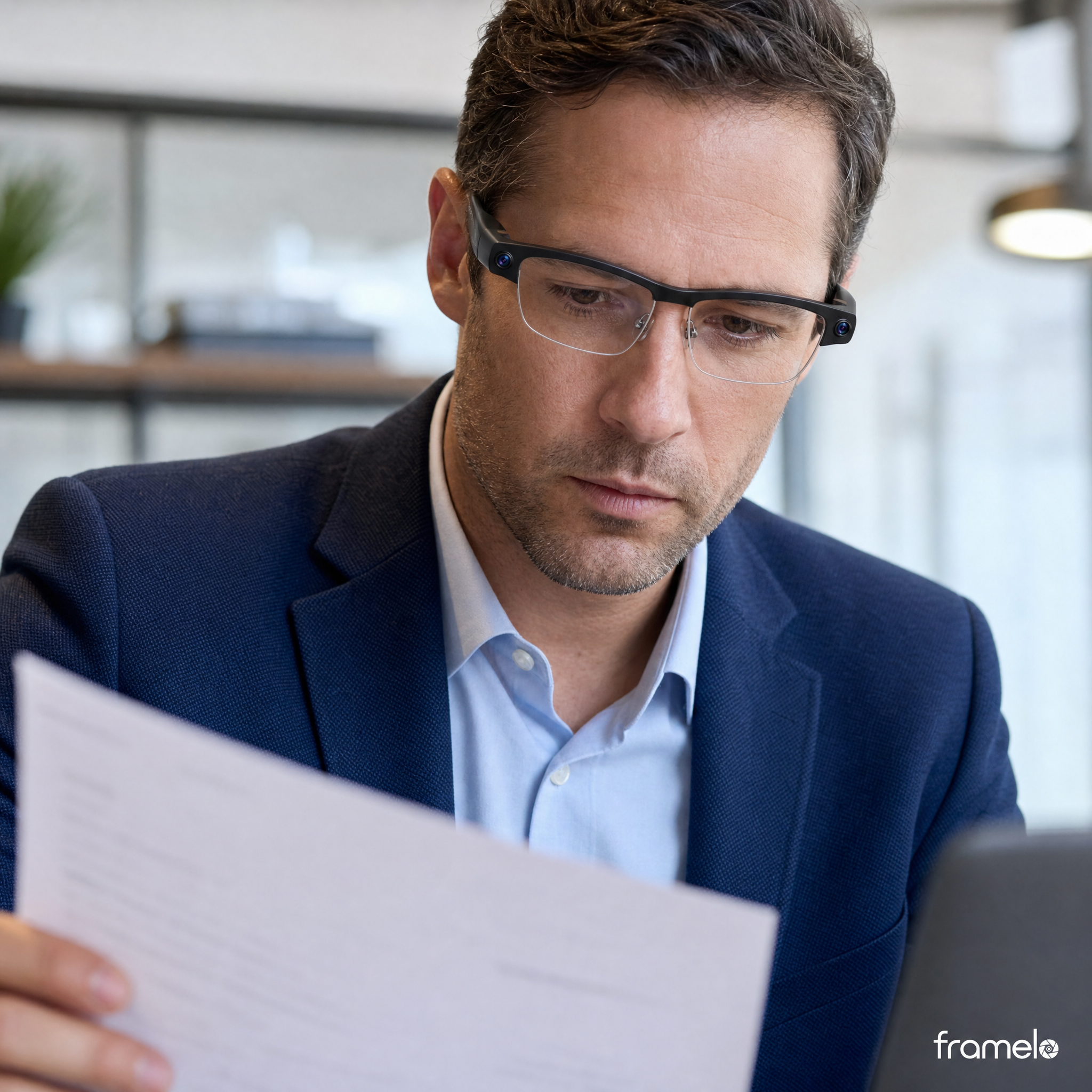 Framelo Half-Rim worn in an office setting