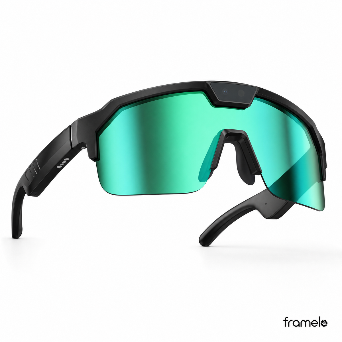 Framelo Sport hero shot, green mirror lens variant